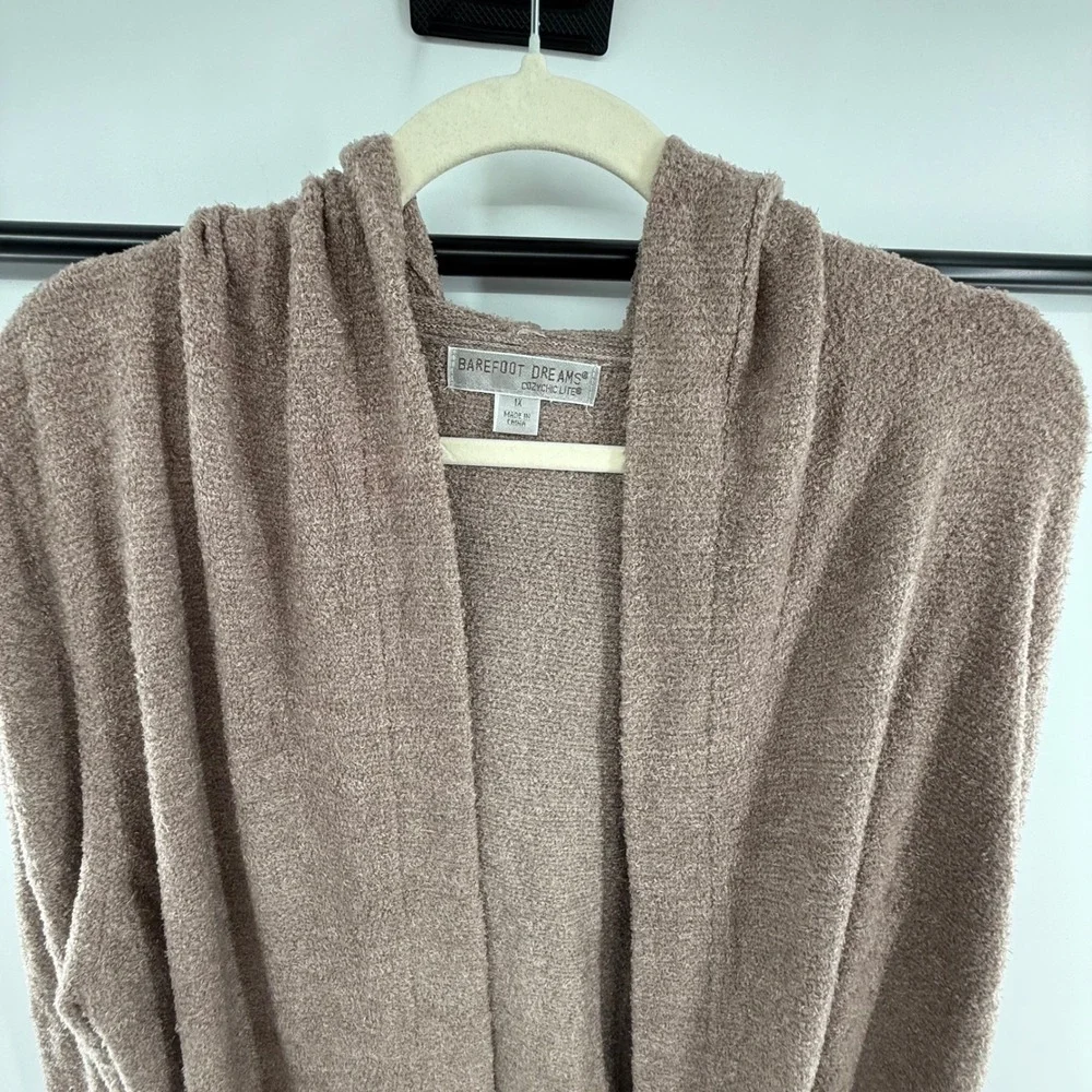 Barefoot Dreams CozyChic Lite Open Front Cardigan‎ Taupe 1X Style 905